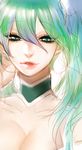  breasts choker cleavage close-up cn_(chest_nut) eyelashes eyeliner face green_eyes green_hair hatsune_miku large_breasts lips long_hair makeup nose parted_lips sketch solo twintails vocaloid 