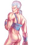 afei ass bottomless from_behind grey_hair jean_pierre_polnareff jojo_no_kimyou_na_bouken male_focus manly solo 