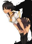  1girl 34no404 alternate_costume ass bent_over bike_shorts black_hair black_legwear breasts choker doggystyle faceless faceless_male hands_on_own_knees hetero highres makoto_(street_fighter) necktie over-kneehighs ribbon_choker school_uniform serafuku sex short_hair shorts shorts_under_skirt skindentation skirt skirt_lift small_breasts solo_focus standing_sex street_fighter street_fighter_iv_(series) thighhighs torn_bike_shorts torn_clothes 