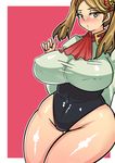  1girl breasts brown_eyes brown_hair curvy erect_nipples female gundam gundam_build_fighters gundam_build_fighters_try hair_ornament highres huge_breasts looking_at_viewer sazaki_kaoruko solo thick_thighs thighs twintails wide_hips zxc zxc338093 