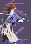  bad_id bad_pixiv_id dandyman-girl himura_kenshin japanese_clothes katana male_focus ponytail red_eyes red_hair rurouni_kenshin scar solo sword weapon 