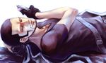  1boy black_gloves black_hair gloves kamuna8046z laying lying male male_focus on_back one_piece sideburns solo sunglasses sunglasses_removed vergo wink 