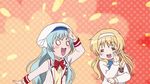  2girls animated animated_gif blonde_hair blue_hair daitoshokan_no_hitsujikai hairband long_hair lowres multiple_girls school_uniform suzuki_kana ureshino_sayumi 