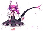  claws closed_eyes detached_sleeves dress elizabeth_bathory_(fate) elizabeth_bathory_(fate)_(all) fate/extra fate/extra_ccc fate_(series) horns long_hair marock pink_hair pointy_ears solo tail two_side_up 