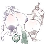  3girls amazon_(dragon&#039;s_crown) ass breasts dragon&#039;s_crown elf_(dragon&#039;s_crown) gigantic_breasts height_difference highres huge_ass huge_breasts huge_nipples jacques00 multiple_girls muscle nosebleed sorceress_(dragon&#039;s_crown) 