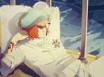  1boy hat hat_over_eyes heart_pirates jumpsuit male male_focus one_piece red_hair sad_sd_777 shachi_(one_piece) solo 
