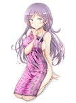  arm_support blush breasts green_eyes kneeling kuinji_51go large_breasts long_hair looking_at_viewer love_live! love_live!_school_idol_project nude purple_hair smile solo toujou_nozomi towel twintails 
