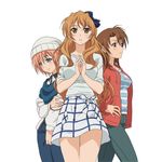  3girls blush breasts character_request golden_time kaga_kouko legs long_hair medium_breasts miniskirt multiple_girls skirt 