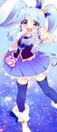  bad_id bad_pixiv_id blue_eyes blue_hair blue_legwear blue_skirt blush bow crown cure_princess earrings hair_bow happinesscharge_precure! highres jewelry long_hair magical_girl msp_sammy open_mouth precure shirayuki_hime skirt smile solo thighhighs twintails wrist_cuffs 