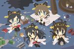  35.6cm_twin_gun_mount 41cm_twin_gun_mount 6+girls ahoge ammunition animal_ears artillery artist_name bad_id bad_pixiv_id black_eyes black_hair blue_eyes brown_hair cat_ears cat_tail chameleon_man_(three) chibi closed_eyes detached_sleeves drum_(container) fairy_(kantai_collection) flat_color food glasses hair_ornament hairband hairclip haruna_(kantai_collection) hiei_(kantai_collection) kantai_collection kemonomimi_mode kirishima_(kantai_collection) kongou_(kantai_collection) long_hair lying multiple_girls nontraditional_miko onigiri pantyhose purple_hair reading school_uniform searchlight_(kantai_collection) serafuku short_hair silver_hair sitting tail type_22_surface_radar type_3_shell 