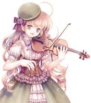  blonde_hair dress instrument long_hair original plastic_moon ribbon solo violin 