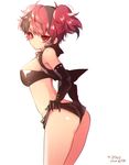  ass bad_id bad_pixiv_id black_gloves elbow_gloves gloves korean looking_at_viewer mole mole_on_shoulder original red_eyes red_hair short_hair shorts solo star star-shaped_pupils sukja symbol-shaped_pupils twintails 