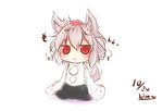  :3 animal_ears bare_shoulders bikuseno dated detached_sleeves hat inubashiri_momiji looking_at_viewer pom_pom_(clothes) red_eyes short_hair signature silver_hair simple_background solo tail tokin_hat touhou translation_request white_background wolf_ears wolf_tail 
