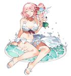  :d ^_^ ^o^ arm_support bare_shoulders bikini breasts character_doll closed_eyes facing_viewer food frilled_bikini frills full_body holding ice_cream ice_cream_cone jpeg_artifacts konpaku_youmu large_breasts md5_mismatch navel open_mouth pink_hair saigyouji_yuyuko sandals sarong short_hair sitting smile solo star starshadowmagician swimsuit touhou water white_background white_bikini yokozuwari 