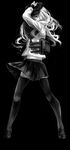  absurdres bad_id bad_pixiv_id black_background black_legwear covering_one_eye full_body greyscale hat hibiki_(kantai_collection) highres kantai_collection long_hair looking_at_viewer machinery monochrome sa_tsuko school_uniform serafuku skirt solo standing thighhighs 