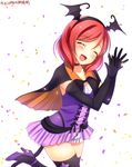  :d ^_^ black_gloves blush character_name choker closed_eyes dancing_stars_on_me! dated elbow_gloves gloves hairband halloween highres love_live! love_live!_school_idol_project nishikino_maki open_mouth red_hair short_hair simple_background skirt smile solo thighhighs yu-ta 