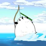  bamboo bow_(weapon) comic commentary hong_meiling_(panda) kantai_collection kyuudou no_humans ocean panda parody seki_(red_shine) silent_comic solo touhou waterskiing_(meme) weapon 