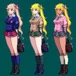  1girl alternate_color breasts character_request female high_heels medium_breasts original pixel_art red-p solo standing twintails 