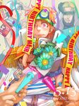  2014 baseball_cap birthday bouquet character_doll floral_print flower glasses glasses_on_head happy_birthday hat head_scarf headband headscarf helmeppo jippei kobi male male_focus marine monkey_d_luffy one_piece party pink_eyes pink_hair scar scarf solo_focus tears 