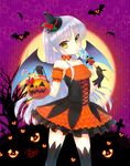  angel_beats! candy detached_sleeves dress food frilled_dress frills hair_ornament halloween hat highres lollipop long_hair looking_at_viewer mini_hat remotaro silver_hair solo tenshi_(angel_beats!) yellow_eyes 