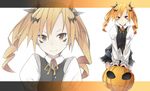  bad_id bad_pixiv_id halloween jack-o'-lantern keid long_hair orange_eyes orange_hair original solo thighhighs twintails 