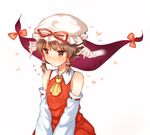  alternate_hairstyle ascot bad_id bad_pixiv_id bare_shoulders blush borrowed_garments brown_hair detached_sleeves embarrassed gap gloves hair_tubes hakurei_reimu hat hat_ribbon headwear_switch heart mob_cap multiple_girls playing_with_another's_hair red_eyes ribbon shinoba short_hair simple_background touhou tsurime white_background white_gloves yakumo_yukari 