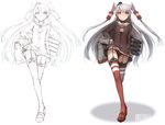  amatsukaze_(kantai_collection) bad_id bad_twitter_id black_panties brown_eyes character_name dress frown garter_straps hand_on_hip kantai_collection lineart long_hair panties sailor_dress short_dress side-tie_panties solo striped striped_legwear strut thigh_gap thighhighs two_side_up underwear very_long_hair veryberry00 walking white_hair wind wind_lift work_in_progress 