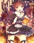  animal_ears arm_garter asymmetrical_clothes bangs bare_shoulders blunt_bangs bow braid breasts candy cat_ears cat_tail chocolate cleavage cowboy_shot detached_sleeves dress food frilled_dress frills garter_belt hair_bow hair_ornament hairband halloween heart highres kaenbyou_rin lolita_hairband long_hair looking_at_viewer medium_breasts multiple_tails neck_ribbon nekomata open_mouth puffy_short_sleeves puffy_sleeves pumpkin red_eyes red_hair ribbon senju_(uroakono) short_sleeves skull_hair_ornament solo standing star strapless strapless_dress tail tail_bow touhou twin_braids wrist_cuffs 