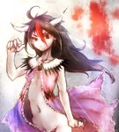  alternate_hair_length alternate_hairstyle bad_id bad_pixiv_id bare_shoulders black_hair bottomless brooch collarbone dress earrings fingernails flat_chest floating_hair groin hand_up highres horns jewelry kijin_seija looking_at_viewer midriff multicolored_hair navel no_panties open_clothes red_eyes red_hair sharp_fingernails sleeveless sleeveless_dress solo stomach streaked_hair touhou white_hair yuxyon 