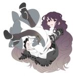  breasts brown_hair dress full_body gradient_hair high_heels highres hijiri_byakuren large_breasts long_hair multicolored_hair purple_eyes purple_hair shinoi touhou white_background 