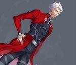  archer fate/stay_night fate_(series) male_focus nakagawa_waka simple_background solo white_hair 