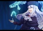  ascot bird capelet fate/stay_night fate_(series) hat illyasviel_von_einzbern long_hair noroinoenojin purple_hat red_eyes scarf solo white_hair white_scarf wire 