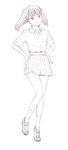  monochrome original short_hair sketch skirt solo traditional_media twintails yoshitomi_akihito 