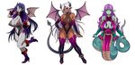  aqua_eyes armlet bare_shoulders bat_wings blush boots breasts bridal_gauntlets capelet claws cleavage cleavage_cutout covered_navel covered_nipples curvy dark_skin demon_girl demon_tail demon_wings fang gloves green_skin grey_skin hair_ornament hairclip hand_on_hip high_heel_boots high_heels horns huge_breasts lamia long_hair masa_ani monster_girl multiple_girls navel navel_cutout original pointy_ears purple_eyes purple_hair red_eyes see-through shiny shiny_skin sidelocks simple_background solid_eyes succubus tail thighhighs tiara vampire very_long_hair white_background white_hair wings 