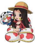  1girl ari_rayoko boa_hancock chibi hat monkey_d_luffy_(cosplay) one_piece salome_(one_piece) snake solo straw_hat 