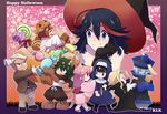  4girls animal_ears black_hair blonde_hair blue_eyes blue_hair bolt candy cat_ears cat_tail chinese_clothes dress food frankenstein's_monster gamagoori_ira glasses green_eyes green_hair halloween halloween_costume hat inumuta_houka iori_shirou jack-o'-lantern jakuzure_nonon japanese_clothes jiangshi kill_la_kill kimono kiryuuin_satsuki kuma_yuu lazy_eye long_hair mankanshoku_mako matoi_ryuuko multicolored_hair multiple_boys multiple_girls nun pink_hair pumpkin_hat red_eyes sanageyama_uzu short_hair skirt stitches tail witch_hat wolf_ears wolf_tail 