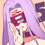  5 countdown facial_mark fate/stay_night fate_(series) gum_(gmng) long_hair lowres mask number open_mouth purple_hair rider solo 