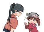  bad_id bad_pixiv_id black_hair blush brown_hair closed_eyes flower houshou_(kantai_collection) japanese_clothes kantai_collection kisetsu long_hair lowres multiple_girls open_mouth ponytail ryuujou_(kantai_collection) smile twintails visor_cap wreath younger 