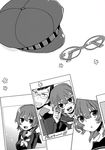  1girl bad_id bad_pixiv_id cabbie_hat comic glasses greyscale hat monochrome persona persona_4 photo_(object) sayu030b scar school_uniform shirogane_naoto short_hair tatsumi_kanji 