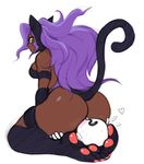  1girl alternate_color animal_ears anonymous ass big_hair blush breasts cat_ears cat_tail dark_skin drawfag faceless faceless_male felicia from_behind girl_on_top huge_ass large_breasts long_hair monster_girl paws player_2 purple_hair sideboob sitting sitting_on_face sitting_on_person soles solo_focus tail thick_thighs thighs vampire_(game) yellow_eyes 