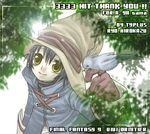  artist_name bird black_hair final_fantasy final_fantasy_ix hat hirokazu_ryou lowres male_focus name_tag personification smile solo thank_you vivi_ornitier yellow_eyes 