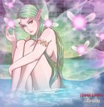  1girl armlet bangs breasts fairy fairy_wings great_fairy green_eyes green_hair highres leg_hug lips lipstick long_hair makeup medium_breasts nail_polish nose partially_submerged pointy_ears pussy r3dfive sideboob sitting solo_focus swept_bangs the_legend_of_zelda the_legend_of_zelda:_twilight_princess twilight_princess uncensored water watermark web_address wings 
