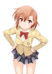  brown_eyes brown_hair brownie_(n8wss1pq) leaning_forward misaka_mikoto school_uniform short_hair to_aru_kagaku_no_railgun to_aru_majutsu_no_index 