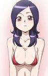  bare_shoulders bikini blush breasts cleavage collarbone covered_nipples fresh_precure! higashi_setsuna large_breasts long_hair manji_(tenketsu) precure purple_hair red_eyes shiny shiny_hair shiny_skin solo string_bikini swimsuit 