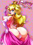  anus areolae ass bare_shoulders blonde_hair blue_eyes blush breasts condom elbow_gloves eyelashes gloves highres hips huge_ass large_breasts lips lipstick long_hair looking_at_viewer looking_back makeup mario_(series) nintendo nipples nude pink_lips pink_lipstick princess_peach puffy_nipples pussy shiny shiny_skin side_boob sideboob smile super_mario_bros. thick thick_lips turtlechan uncensored 