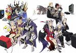  arita_youko armor barefoot blonde_hair brown_hair cape cefca_palazzo chaos_(dff) cloud_of_darkness clown cosmos_(dff) crossed_arms dissidia_final_fantasy dress emperor_(ff2) everyone exdeath famicom feet final_fantasy final_fantasy_i final_fantasy_ii final_fantasy_iii final_fantasy_iv final_fantasy_ix final_fantasy_v final_fantasy_vi final_fantasy_vii final_fantasy_viii final_fantasy_x final_fantasy_xi final_fantasy_xii gabranth_(ff12) game_console garland_(ff1) golbeza handheld_game_console headband helmet highres horns jecht kuja multiple_arms multiple_girls nintendo_ds orz playing_games playstation playstation_2 playstation_portable pocketstation sephiroth silver_hair smile snake spoilers super_famicom tarutaru tattoo television ultimecia video_game white_hair wings 