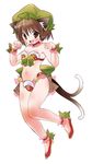  animal_ears ankle_cuffs bell brown_hair cat_ears cat_tail chen choker dei_shirou earrings hat jewelry multiple_tails paw_pose short_hair solo tail touhou wrist_cuffs 