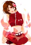  bad_id bad_pixiv_id belt brown_eyes brown_hair headphones headset karakoro meiko midriff petals project_diva project_diva_(series) short_hair skirt solo vocaloid 