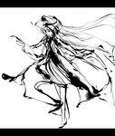  dress full_body greyscale hanuu hat long_sleeves monochrome patchouli_knowledge shawl simple_background solo standing touhou white_background 