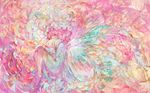  abstract bug butterfly fan faux_traditional_media hat insect pink_hair saigyouji_yuyuko solo touhou tsuuyakukan_reni wallpaper wings 